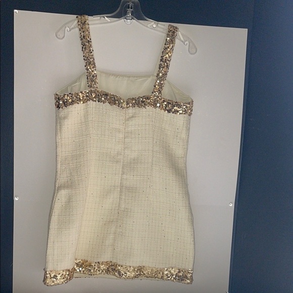 CIDER WOVEN SQUARE NECK SOLID ,SEQUIN CONTRASTING BINDING ZIPPERS MINI /DRESS - Picture 5 of 11